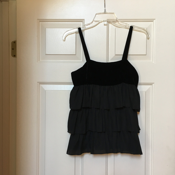 ERIN FETHERSTON TARGET Tops - Black Velvet and Flouncy Ruffled Cami Top size 5